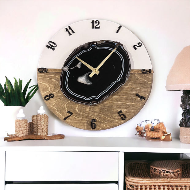Black Agate Wall Clock (12 Inch) - Mod North & Co.