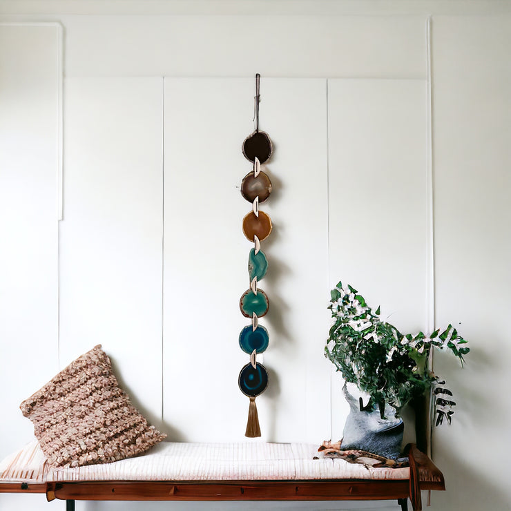 Jackson Brown, Green & Teal Agate Wall Hanging – Handcrafted Boho Garland (Multiple Sizes)