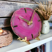 Pink/Magenta/Fuchsia Agate Desk Clock - Mod North & Co.
