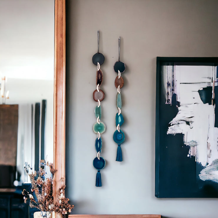 Jackson Brown, Green & Teal Agate Wall Hanging – Handcrafted Boho Garland (Multiple Sizes)
