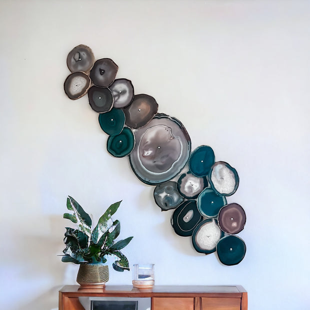 18-Piece Teal Umber Agate Dimensional Wall Art - Mod North & Co.