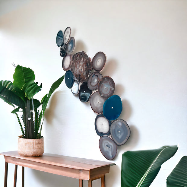 17-Piece Teal Umber Agate Dimensional Wall Art - Mod North & Co.
