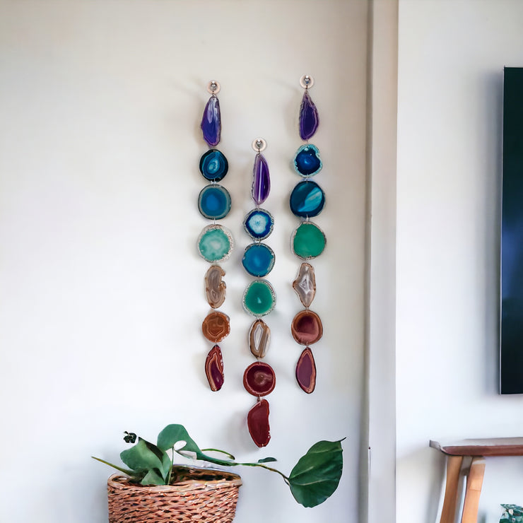 Chakra Minimalist Agate Garland – Handcrafted Boho Wall Hanging