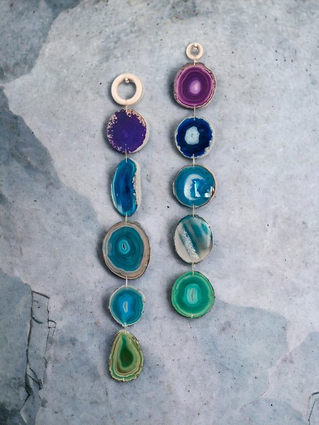 Indigo Glam Agate Garland – Handcrafted Boho Wall Hanging