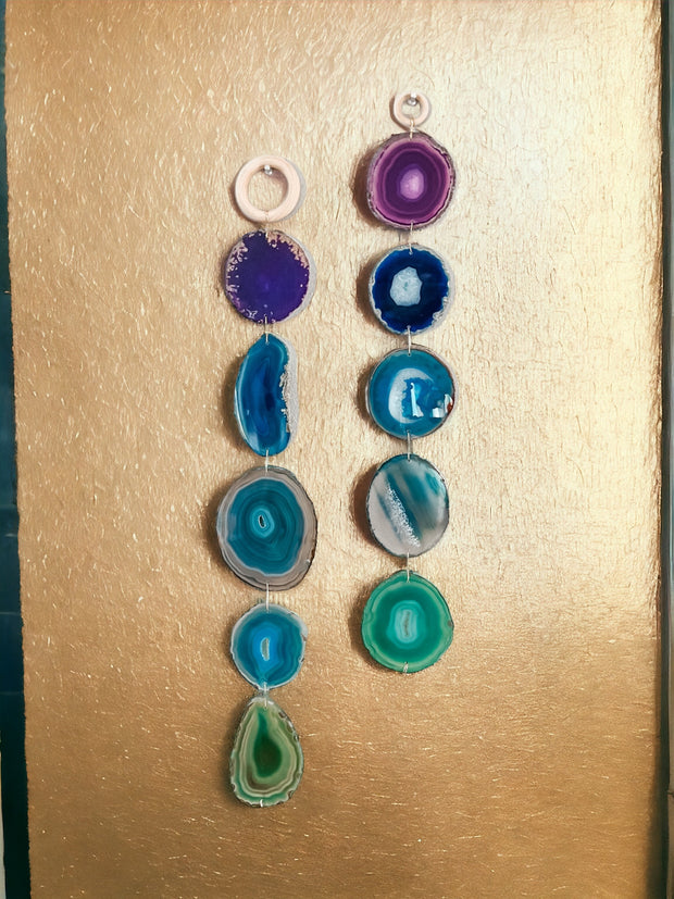Indigo Glam Agate Garland – Handcrafted Boho Wall Hanging