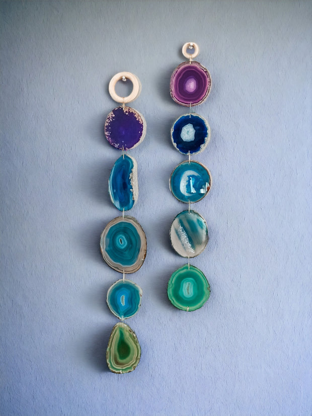 Indigo Glam Agate Garland – Handcrafted Boho Wall Hanging