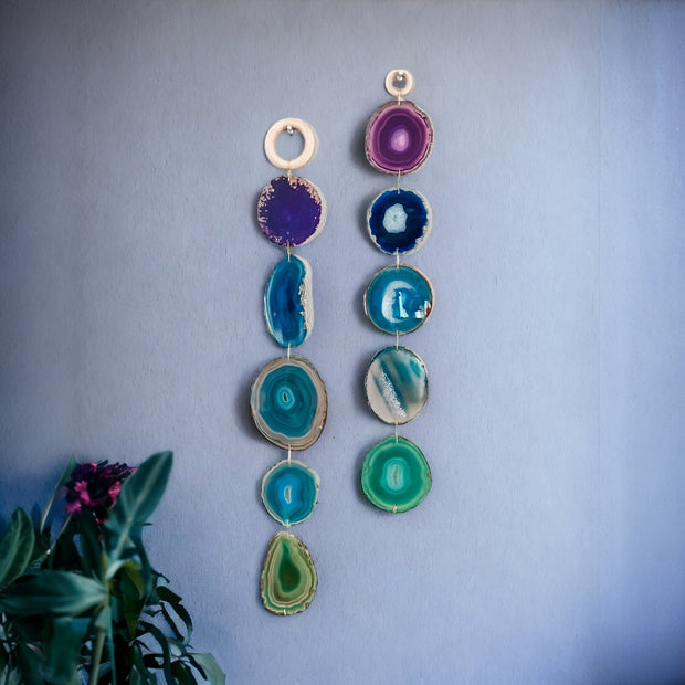 Indigo Glam Agate Garland – Handcrafted Boho Wall Hanging