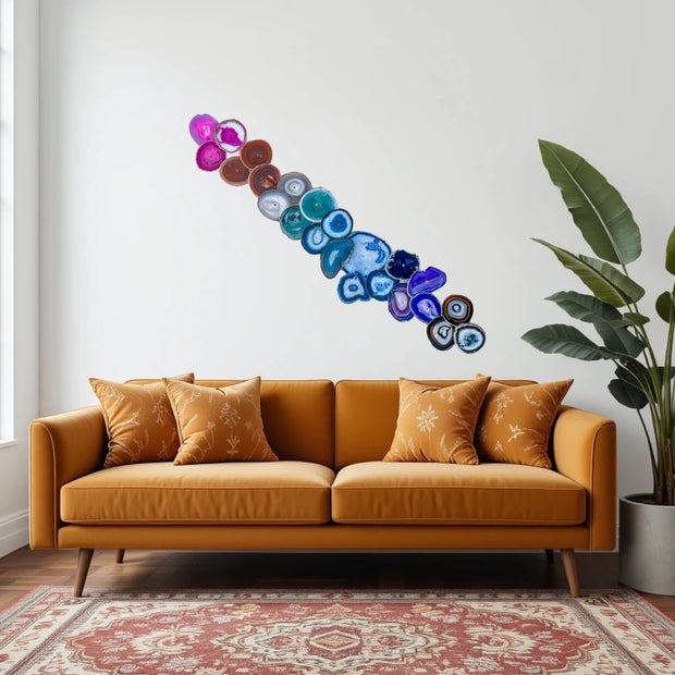 Rainbow Ombre Agate Wall Art Set - 23 Piece | DIY Installation