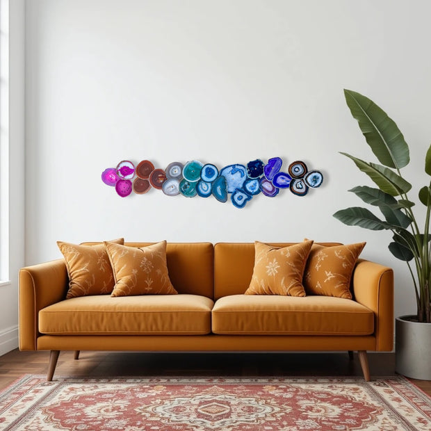 Rainbow Ombre Agate Wall Art Set - 23 Piece | DIY Installation