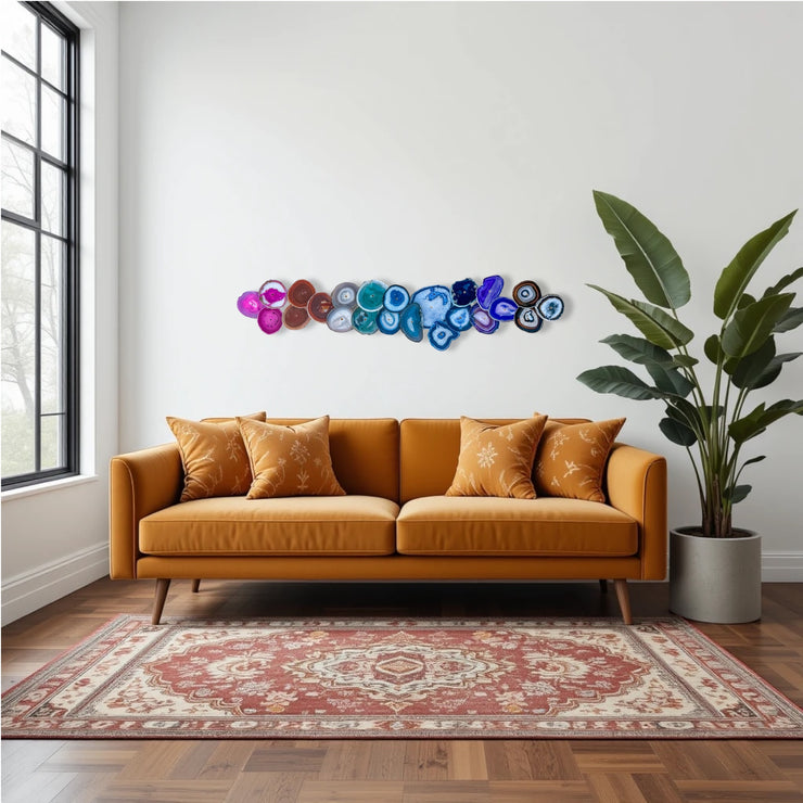 Rainbow Ombre Agate Wall Art Set - 23 Piece | DIY Installation