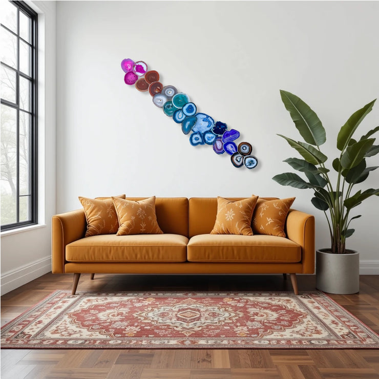 Rainbow Ombre Agate Wall Art Set - 23 Piece | DIY Installation