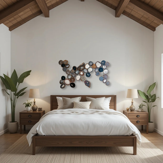 Neutral Harmony Agate Wall Art Set - 41 Piece | DIY Installation