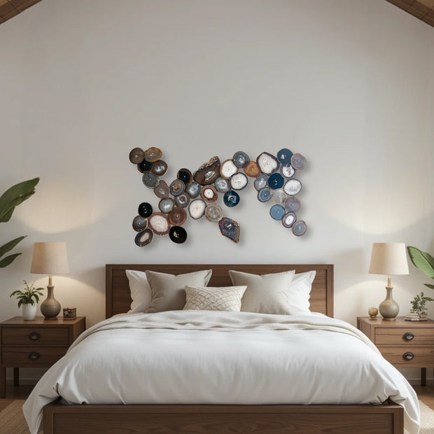 Neutral Harmony Agate Wall Art Set - 41 Piece | DIY Installation