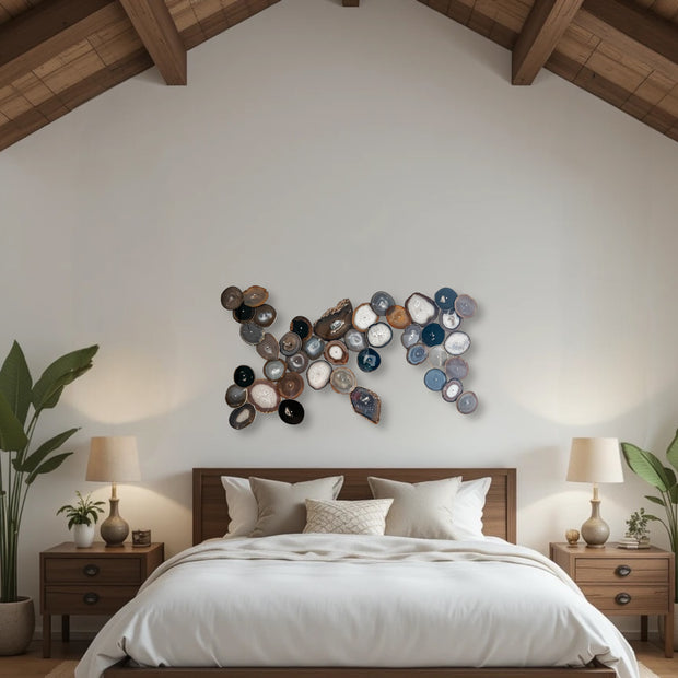 Neutral Harmony Agate Wall Art Set - 41 Piece | DIY Installation