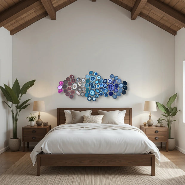 Radiant Spectrum Agate Wall Art Set - 64 Piece | DIY Installation