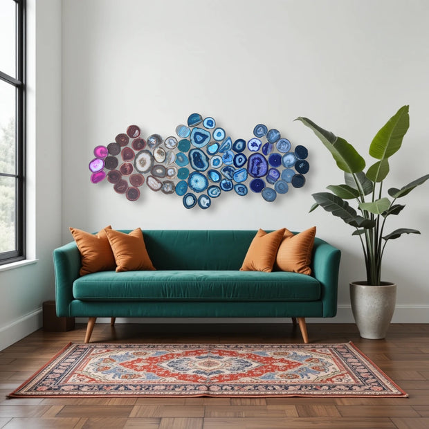 Radiant Spectrum Agate Wall Art Set - 64 Piece | DIY Installation