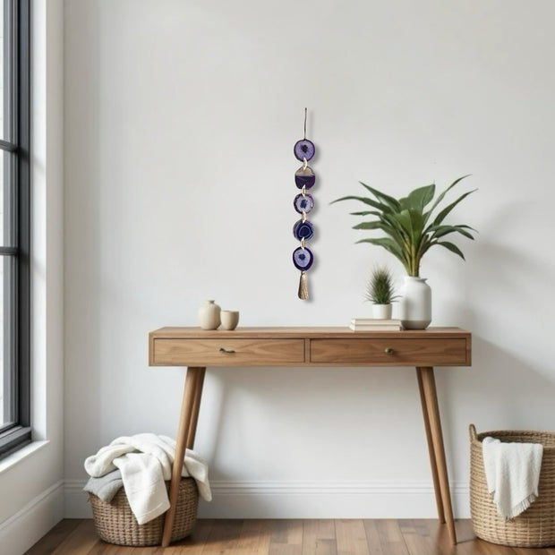 Wisteria Agate Garland – Handcrafted Boho Wall Hanging