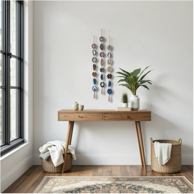 Scandi-Boho Agate Garland – Handcrafted Minimalist Wall Hanging