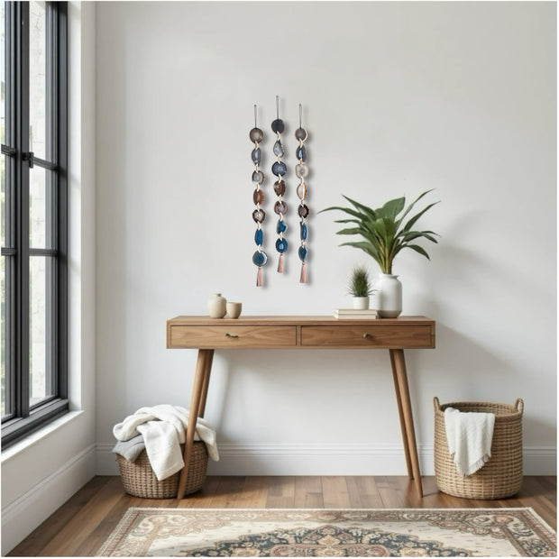 Scandi-Boho Agate Garland – Handcrafted Minimalist Wall Hanging
