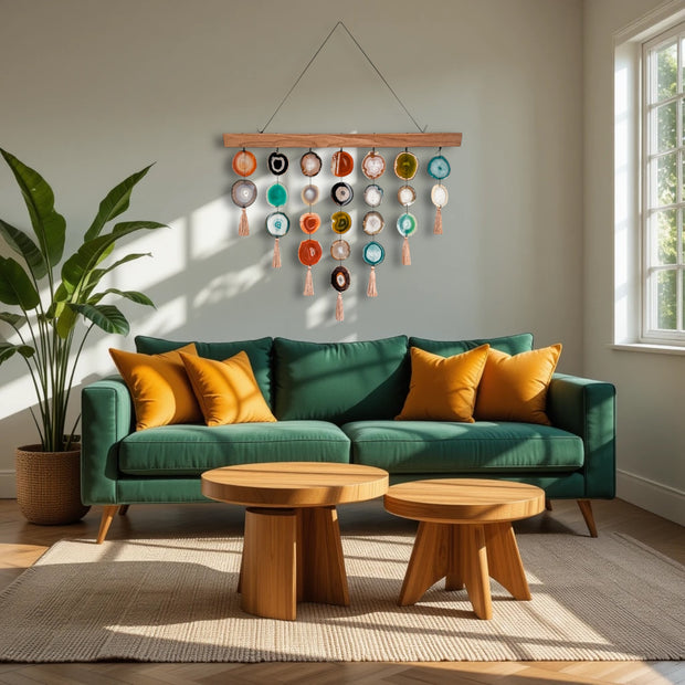 Sierra Verde Uma Agate Wall Hanging (36 Inch) – Handcrafted Boho Wall Décor