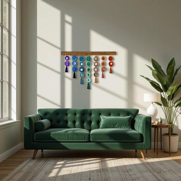 Chakra Uma Agate Wall Hanging (36 Inch) – Handcrafted Boho Wall Décor