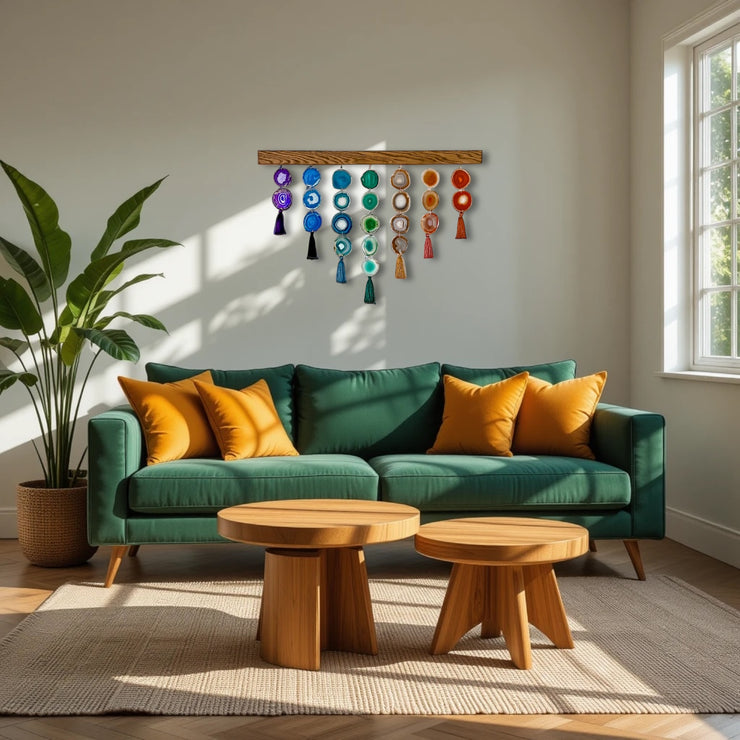 Chakra Uma Agate Wall Hanging (36 Inch) – Handcrafted Boho Wall Décor