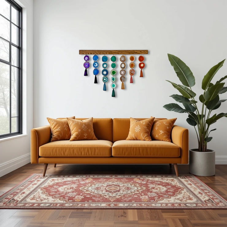 Chakra Uma Agate Wall Hanging (36 Inch) – Handcrafted Boho Wall Décor