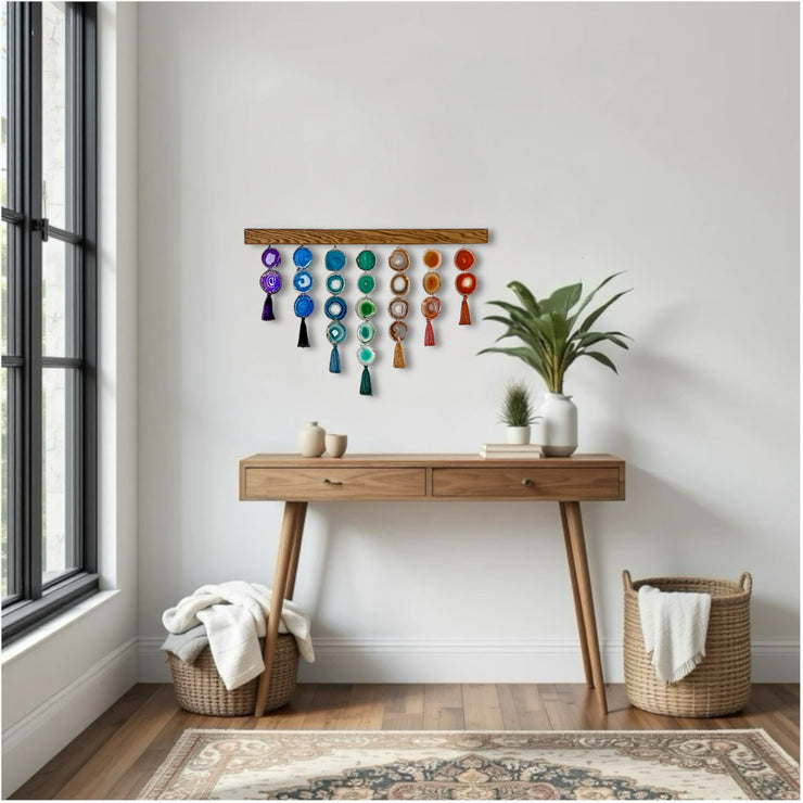 Chakra Uma Agate Wall Hanging (36 Inch) – Handcrafted Boho Wall Décor