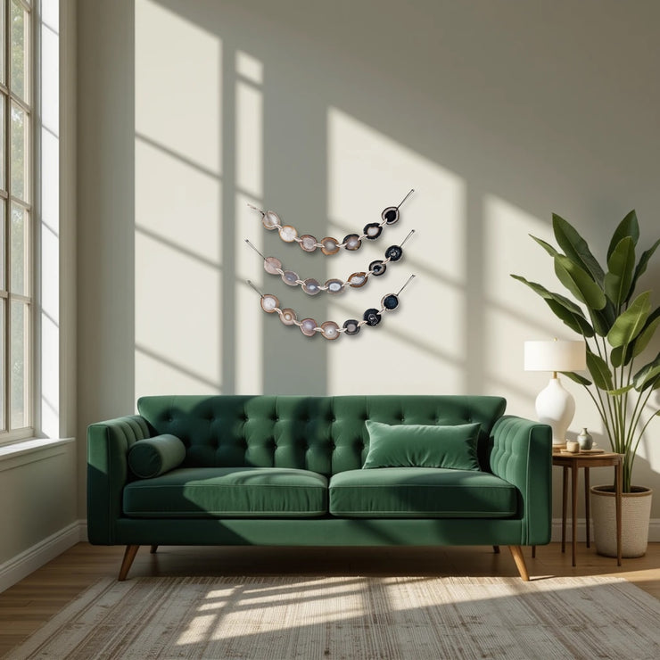 Esme Umber Horizontal Agate Garland – Handcrafted Boho Wall Hanging