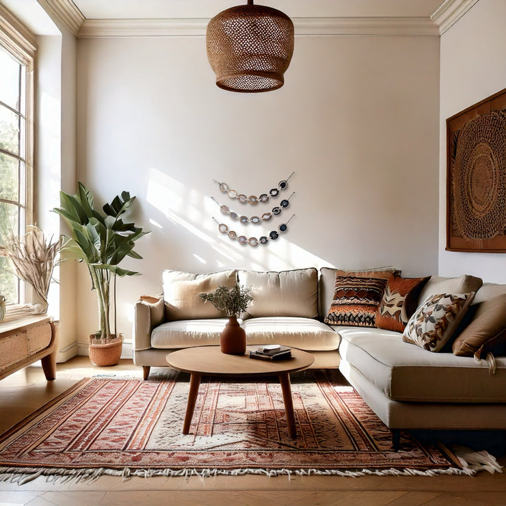 Esme Umber Horizontal Agate Garland – Handcrafted Boho Wall Hanging