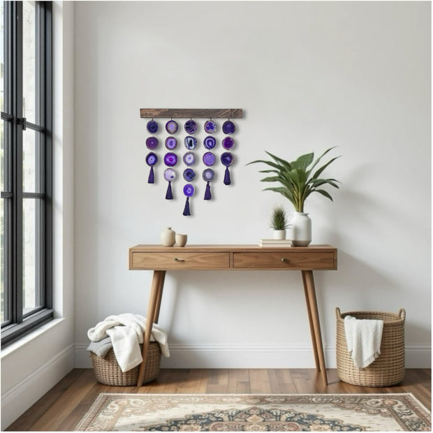 Amethyst Uma Agate Wall Hanging (24 Inch) – Handcrafted Boho Wall Décor