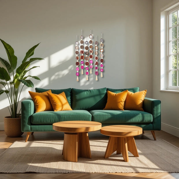 Sunset Ombre Agate Garland – Handcrafted Boho Wall Hanging (Multiple Sizes)
