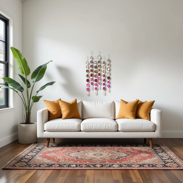 Sunset Ombre Agate Garland – Handcrafted Boho Wall Hanging (Multiple Sizes)