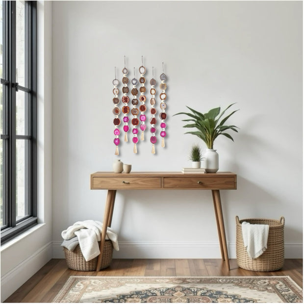 Sunset Ombre Agate Garland – Handcrafted Boho Wall Hanging (Multiple Sizes)