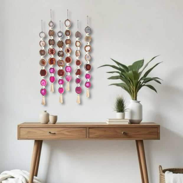 Sunset Ombre Agate Garland – Handcrafted Boho Wall Hanging (Multiple Sizes)