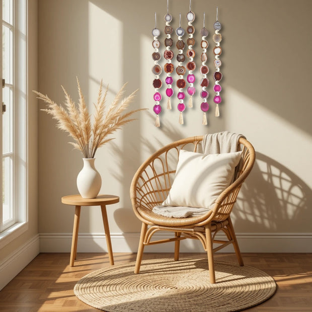 Sunset Ombre Agate Garland – Handcrafted Boho Wall Hanging (Multiple Sizes)
