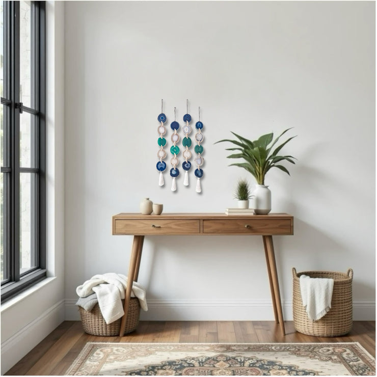 Beachy Glam Agate Garland – Handcrafted Boho Wall Hanging