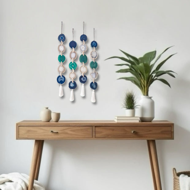 Beachy Glam Agate Garland – Handcrafted Boho Wall Hanging