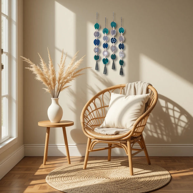 Coastal Glam Agate Garland – Handcrafted Ocean-Inspired Wall Hanging