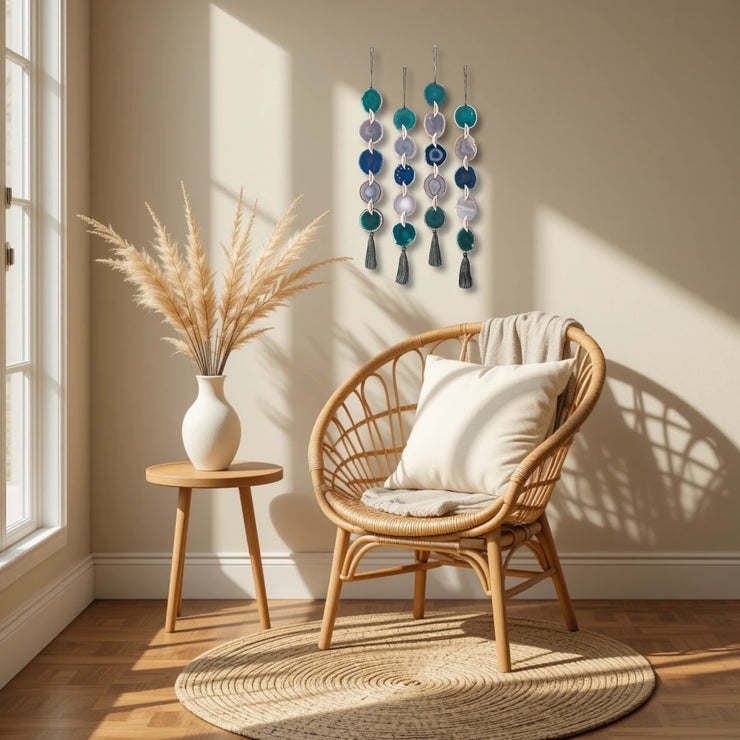 Coastal Glam Agate Garland – Handcrafted Ocean-Inspired Wall Hanging
