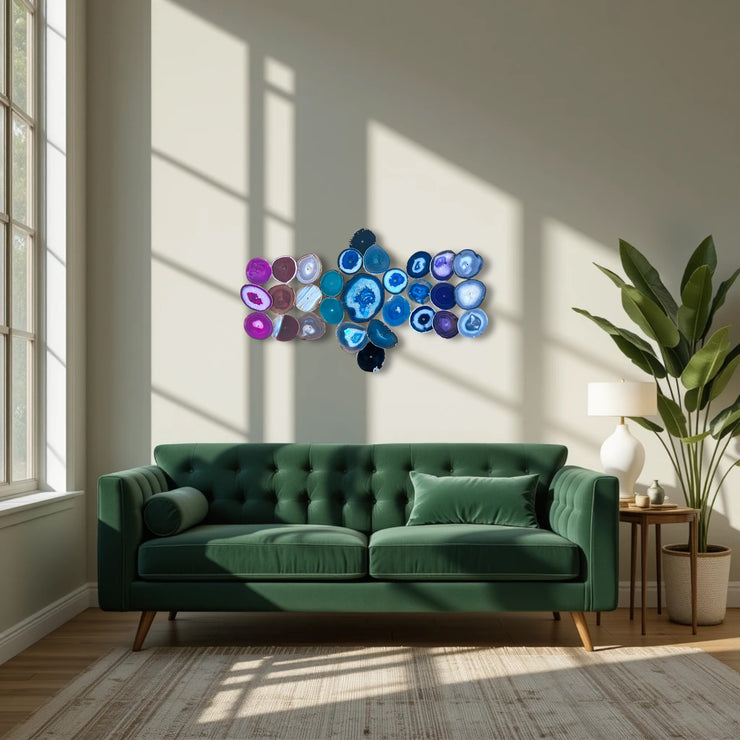 Chroma Cascade Agate Wall Art Set - 29 Piece | DIY Installation