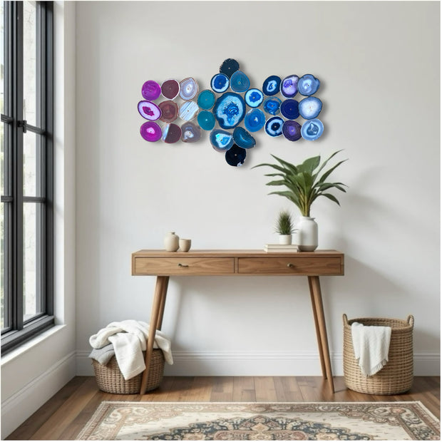 Chroma Cascade Agate Wall Art Set - 29 Piece | DIY Installation