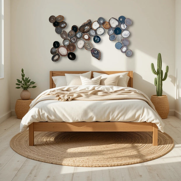 Neutral Harmony Agate Wall Art Set - 41 Piece | DIY Installation