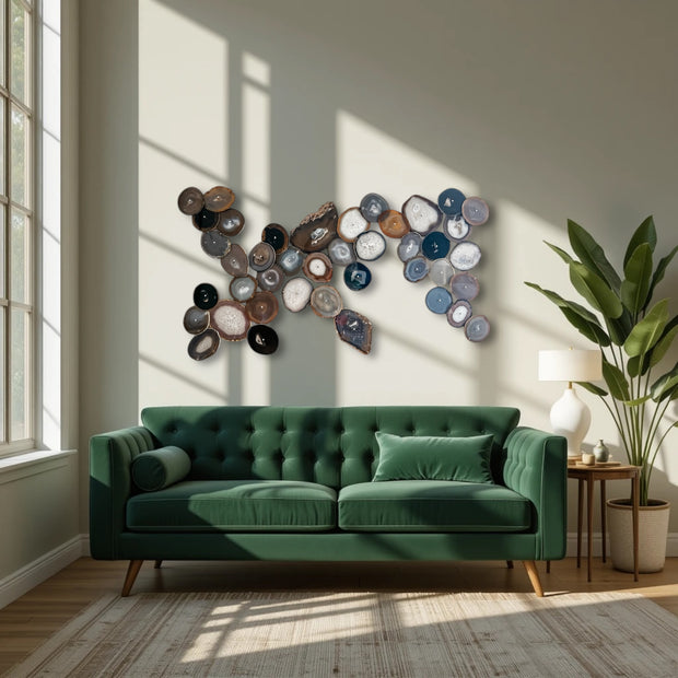 Neutral Harmony Agate Wall Art Set - 41 Piece | DIY Installation