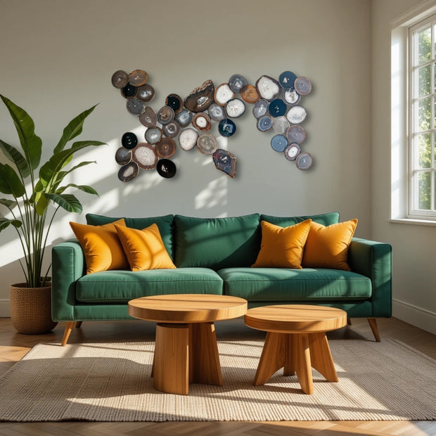 Neutral Harmony Agate Wall Art Set - 41 Piece | DIY Installation