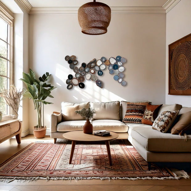 Neutral Harmony Agate Wall Art Set - 41 Piece | DIY Installation