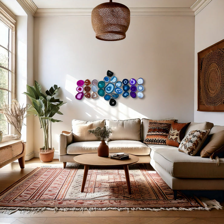Chroma Cascade Agate Wall Art Set - 29 Piece | DIY Installation