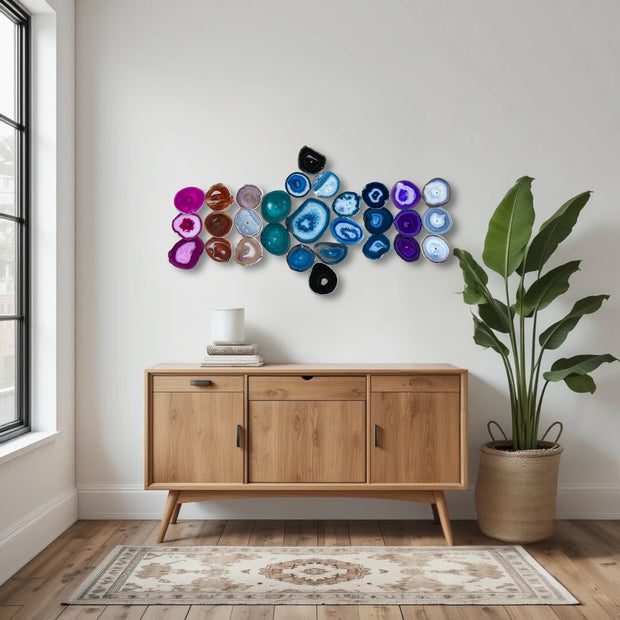 Chroma Cascade Agate Wall Art Set - 29 Piece | DIY Installation