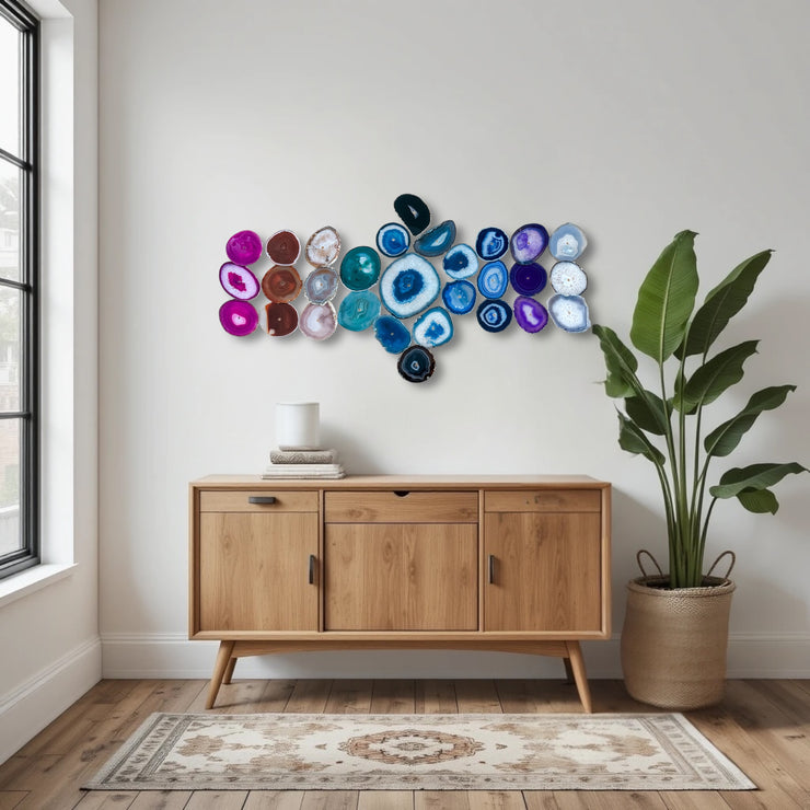 Chroma Cascade Agate Wall Art Set - 29 Piece | DIY Installation
