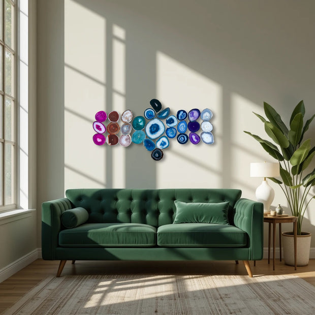 Chroma Cascade Agate Wall Art Set - 29 Piece | DIY Installation